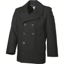 MFH US Pea Coat, schwarz, mit schwarzen Knöpfen