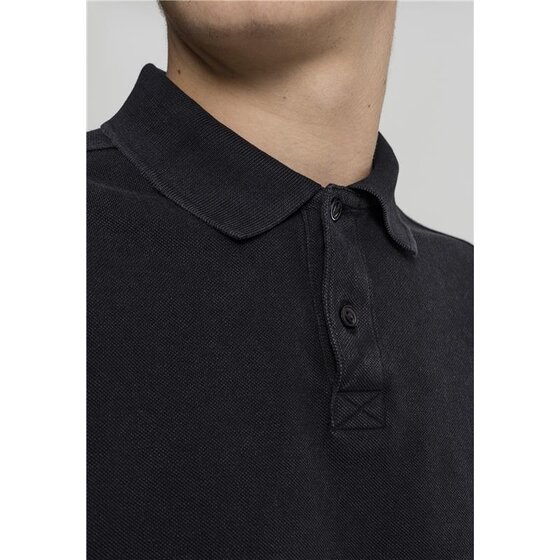 Urban Classics Garment Dye Pique Poloshirt, black washed