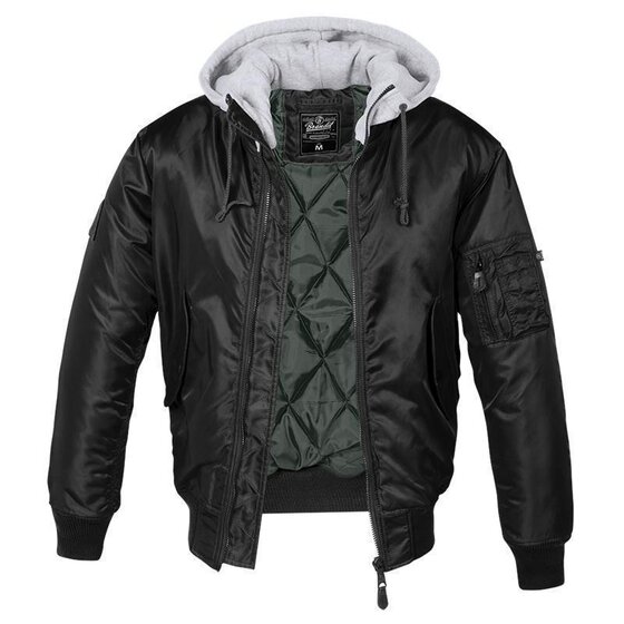 BRANDIT MA1 Sweat Hooded Jacket, schwarz-grau M