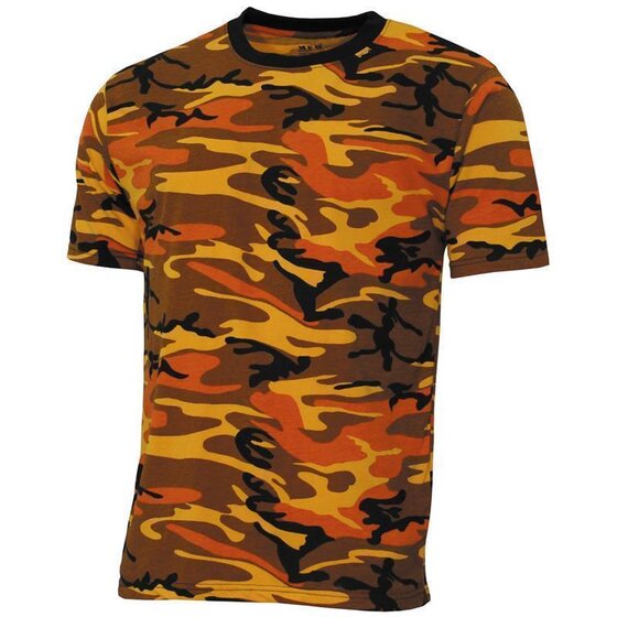 MFH US T-Shirt, Streetstyle, orange-camo, 140-145 g/m 