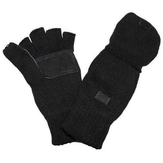 MFH Strick-Handschuhe,ohne Finger, zugl. Fausthandschuh, schwarz