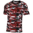 MFH US T-Shirt, Streetstyle, rot-camo, 140-145 g/m L