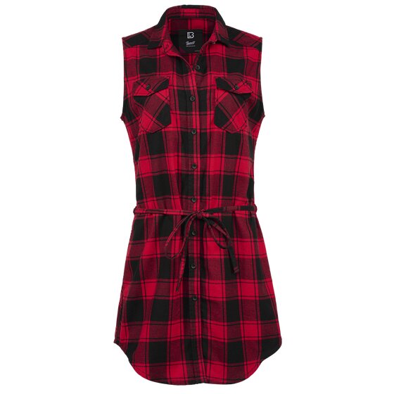 BRANDIT Ladies Longshirt Gracey sleeveless, red-black 5XL