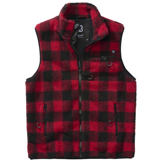 BRANDIT Teddyfleece Vest Men, red-black 5XL