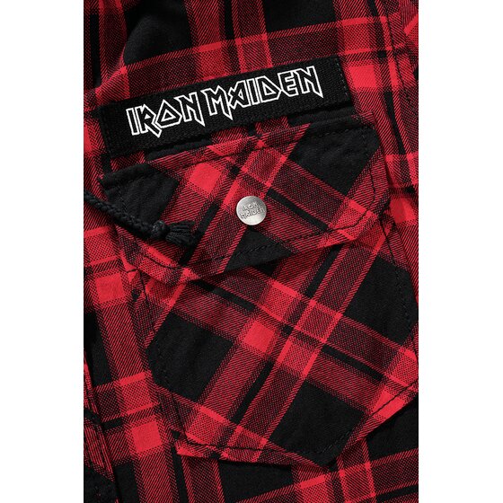 BRANDIT Iron Maiden Checkshirt Sweathood EDDIE, red-black 7XL
