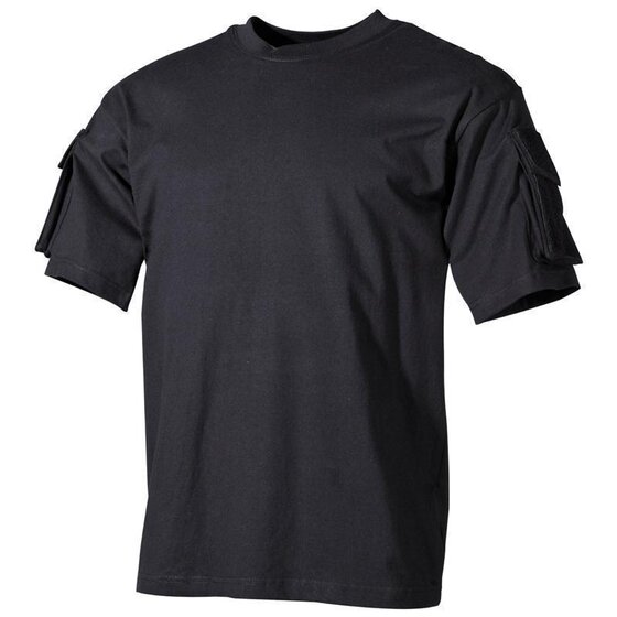 MFH US T-Shirt, halbarm, schwarz, mit rmeltaschen