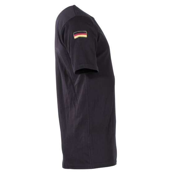 MFH BW Tropenhemd, schwarz, Klett, Nationalittsabzeichen